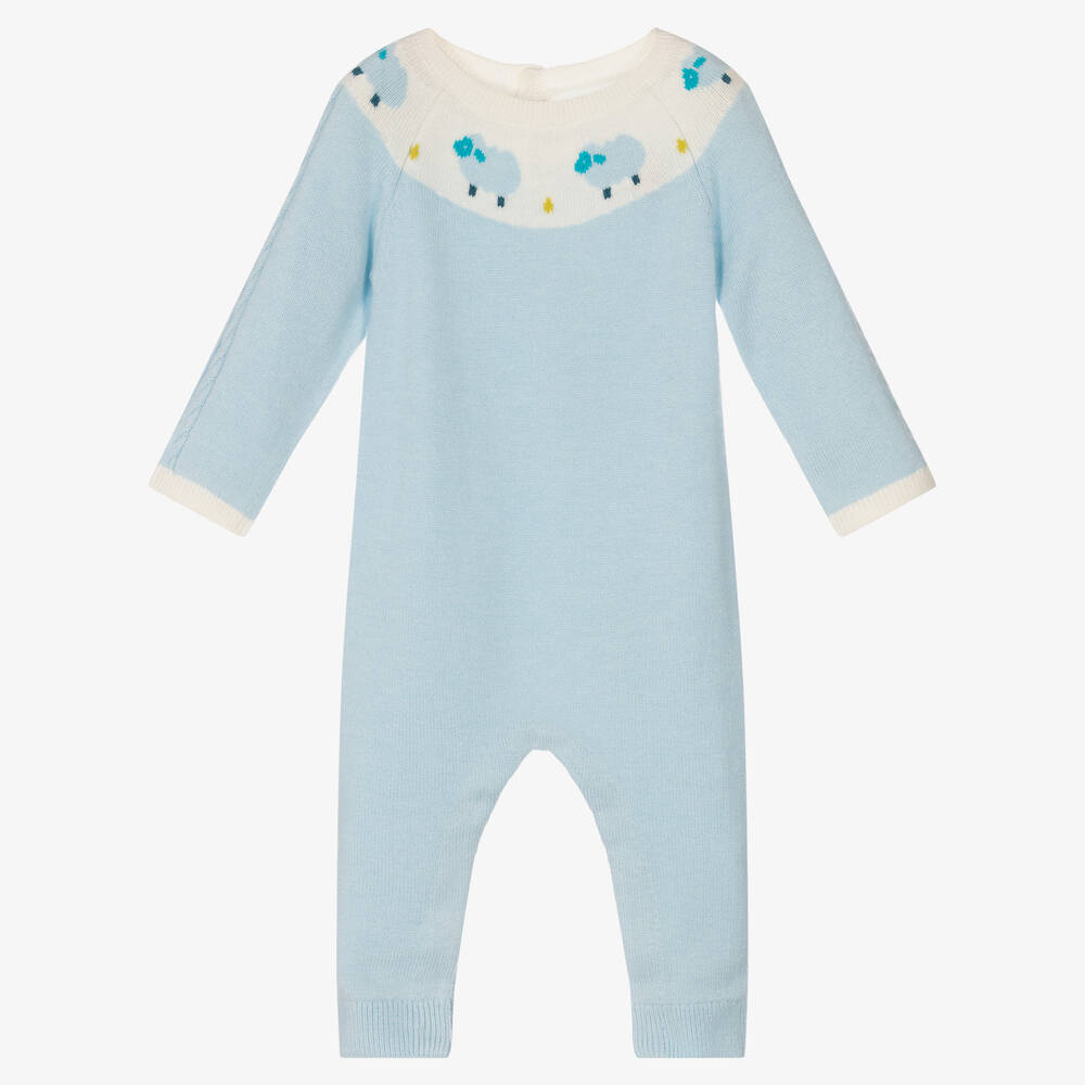 Jacadi Paris - Blauer Schaf-Wollstrick-Overall | Childrensalon