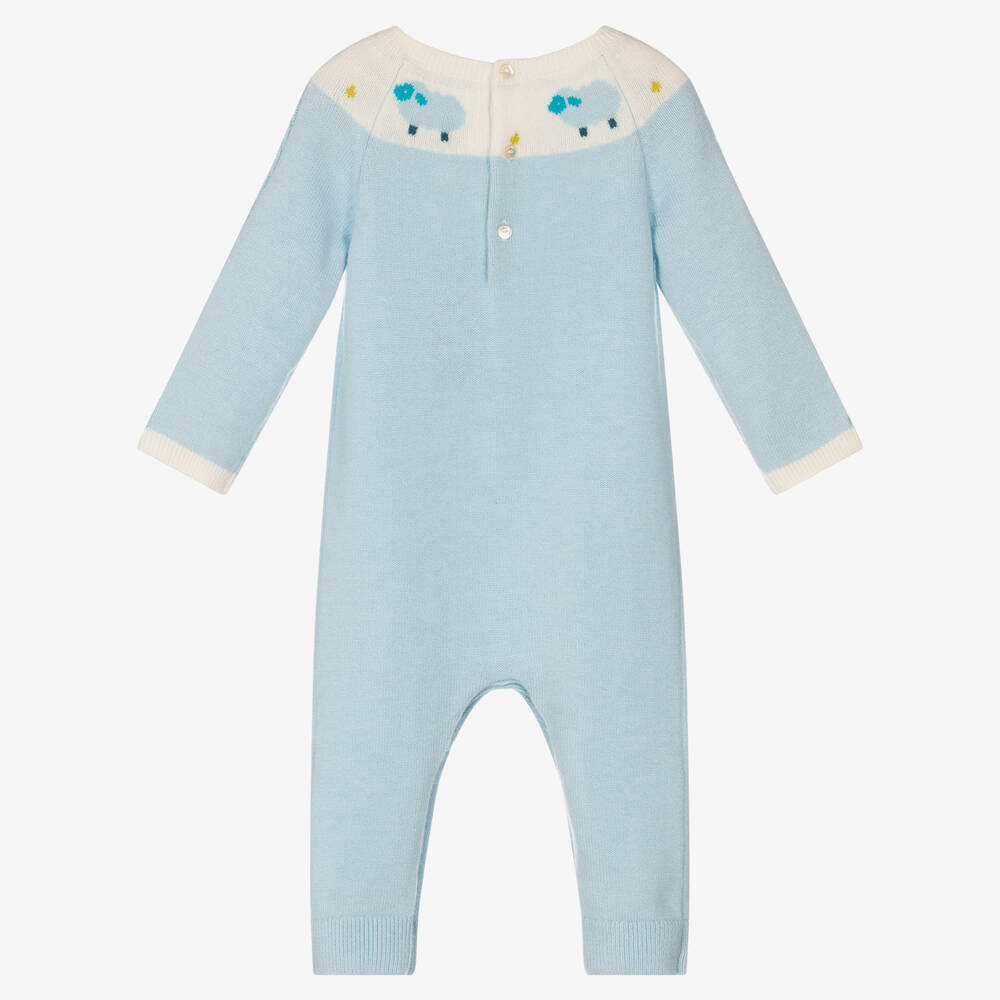 Jacadi Paris-Blue Sheep Wool Knit Romper | Childrensalon Outlet