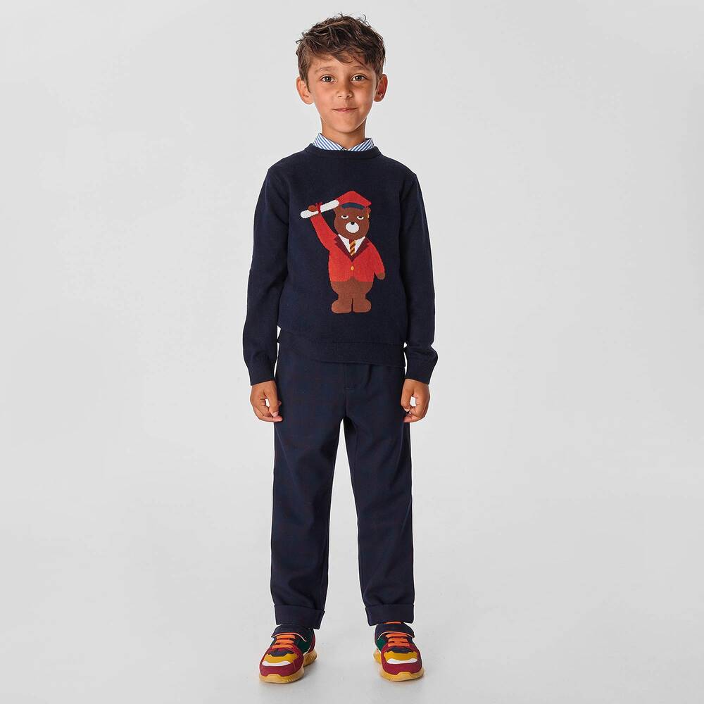 Jacadi Paris-Синий вязаный джемпер из хлопка | Childrensalon Outlet