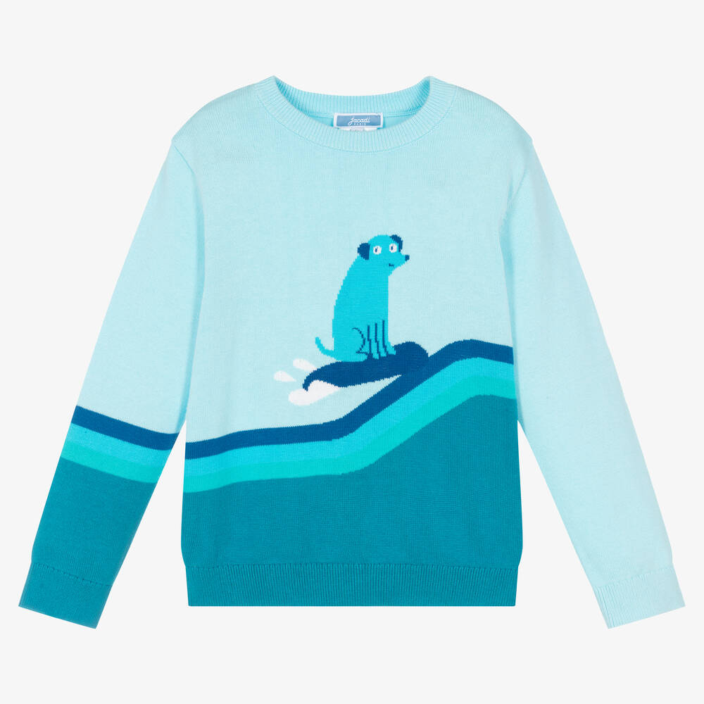 Jacadi Paris-Boys Blue Cotton Knit Jumper | Childrensalon Outlet