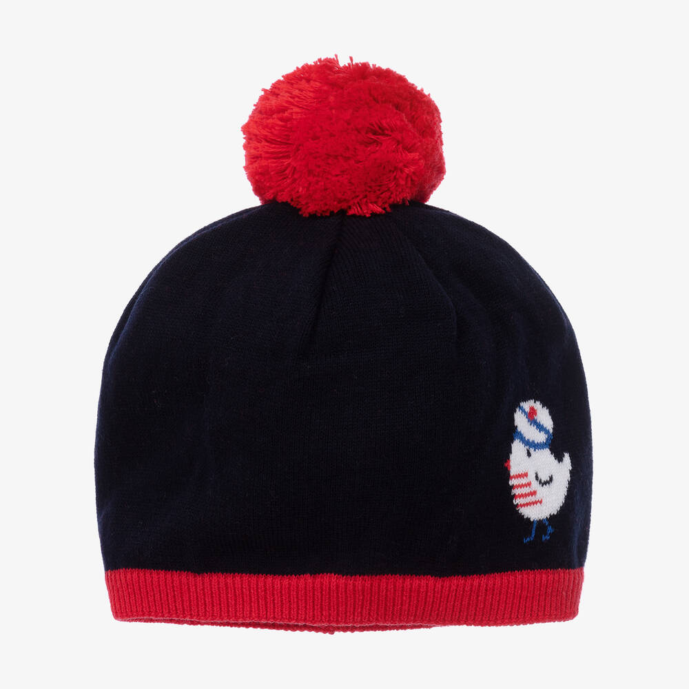 Jacadi Paris - Boys Blue Cotton Pom-Pom Hat | Childrensalon