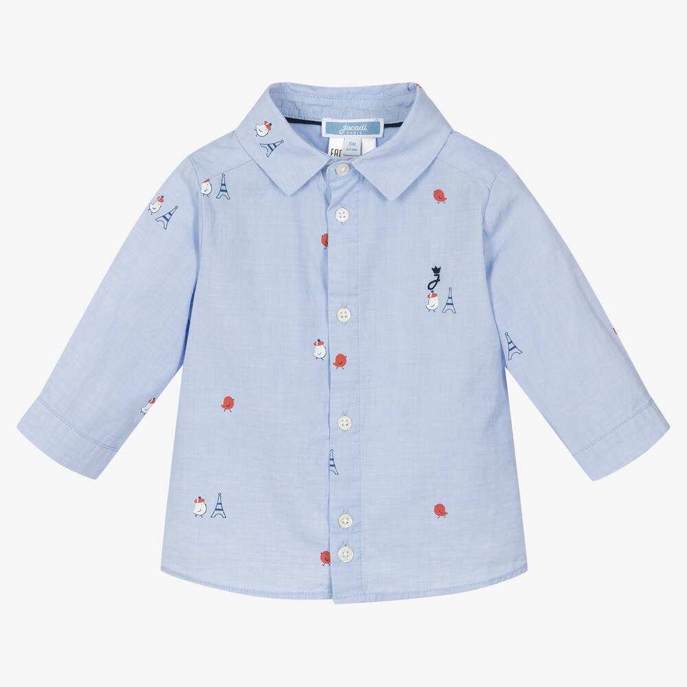 Jacadi Paris - قميص أطفال ولادي قطن فوال لون أزرق | Childrensalon