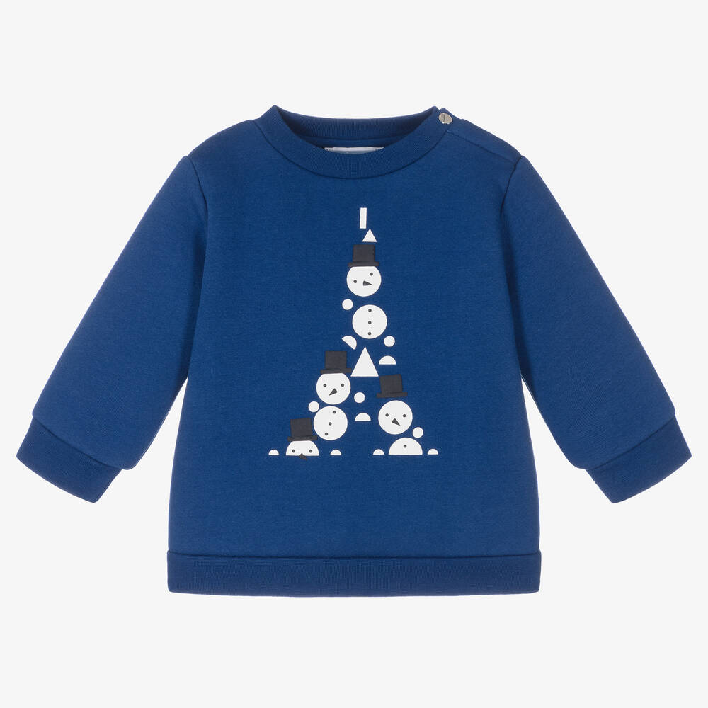 Jacadi Paris - Blauer Schneemann-Baumwollpullover | Childrensalon