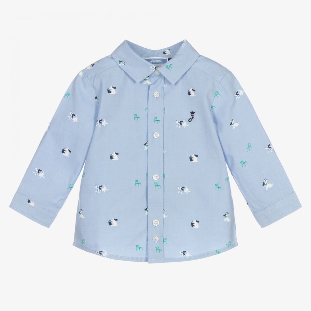 Jacadi Paris - Boys Blue Oxford Cotton Shirt | Childrensalon