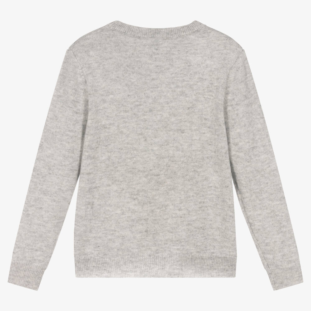 Jacadi Paris-Boys Grey Pure Cashmere Knit Jumper | Childrensalon Outlet