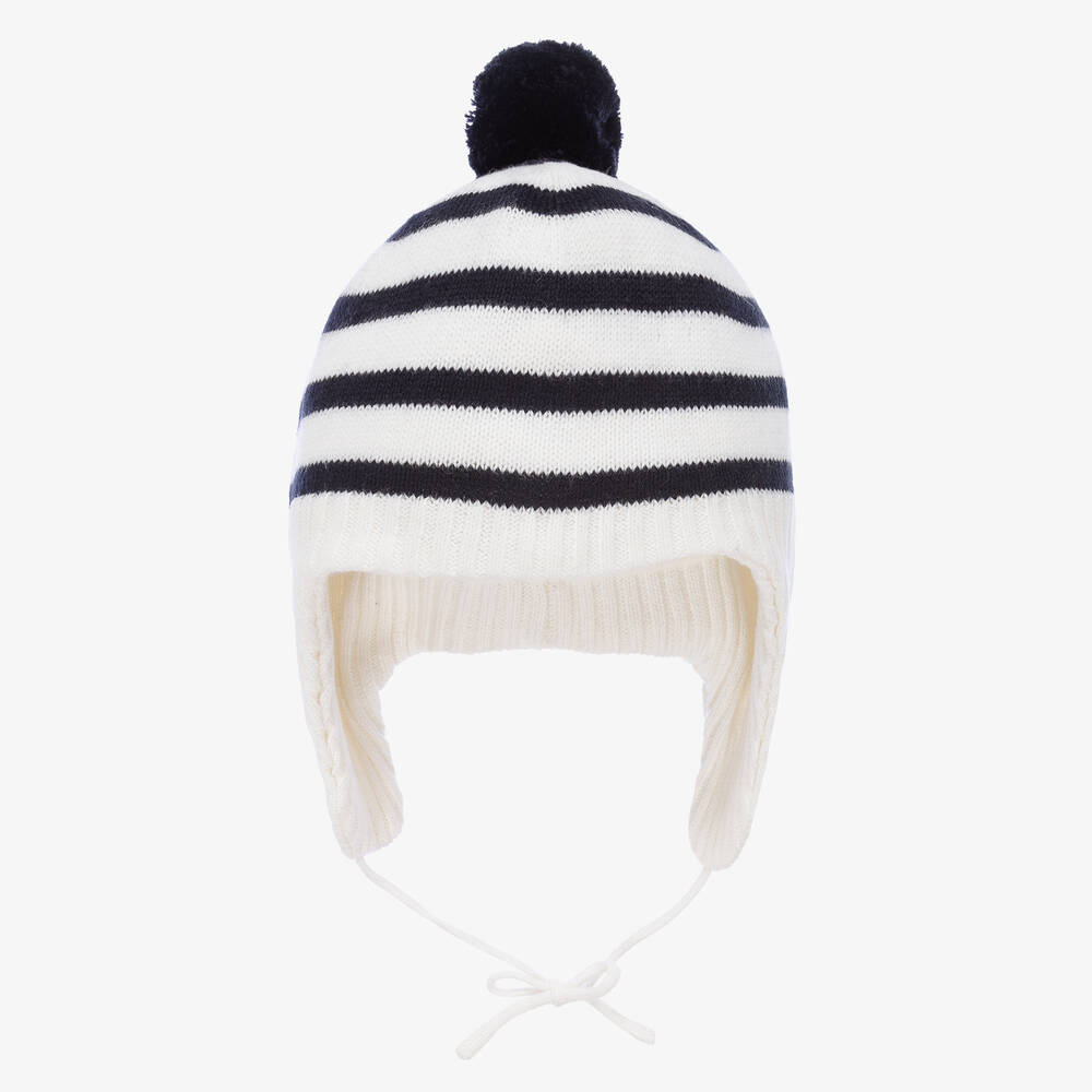 Jacadi Paris - Boys Ivory Stripe Knitted Hat | Childrensalon