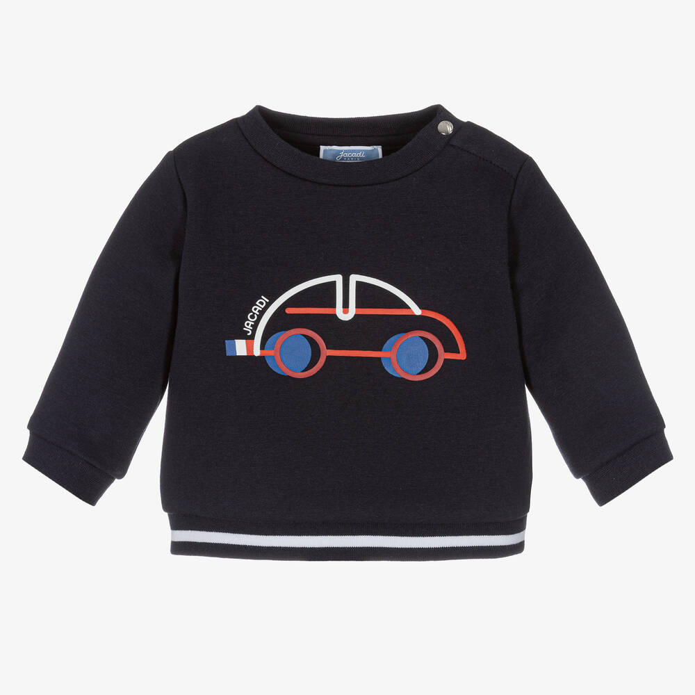 Sweat bleu marine voiture garcon
