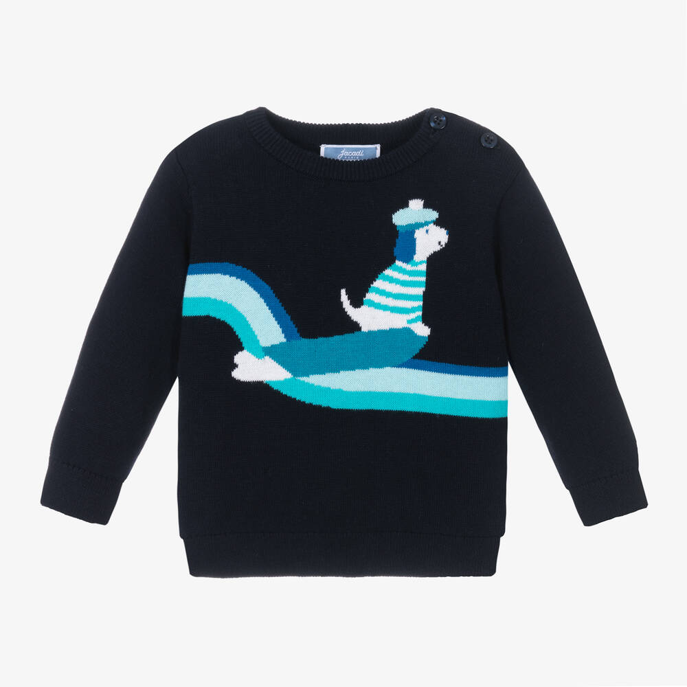 Jacadi Paris - Boys Navy Blue Dog Sweater | Childrensalon