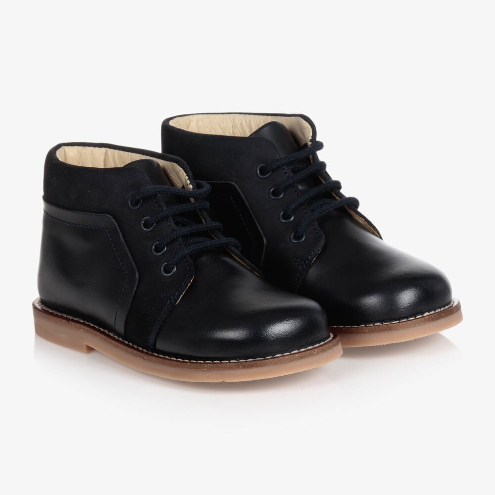 Boys navy leather boots clearance