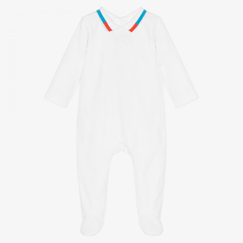 Jacadi Paris-Boys White Velour Babygrow | Childrensalon Outlet