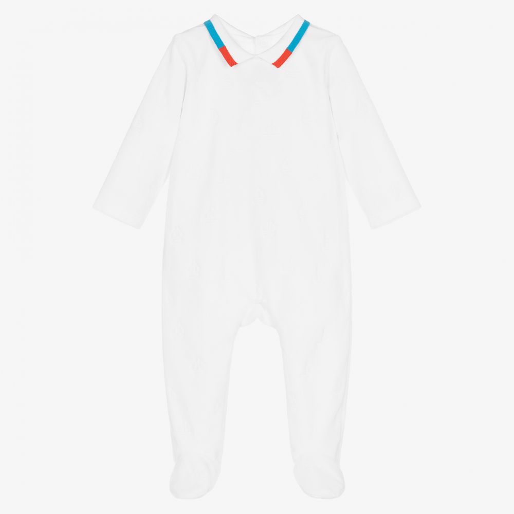 Jacadi Paris - Grenouillère en velours blanc | Childrensalon