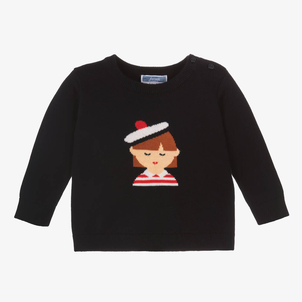 Jacadi Paris - Girls Blue Cotton Sweater | Childrensalon