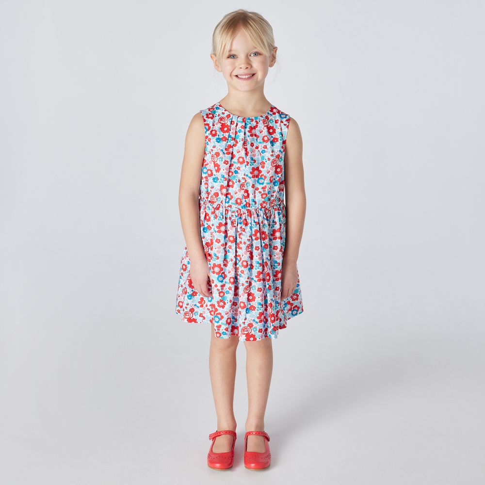 Jacadi Paris Robe rouge bleue Liberty Fille