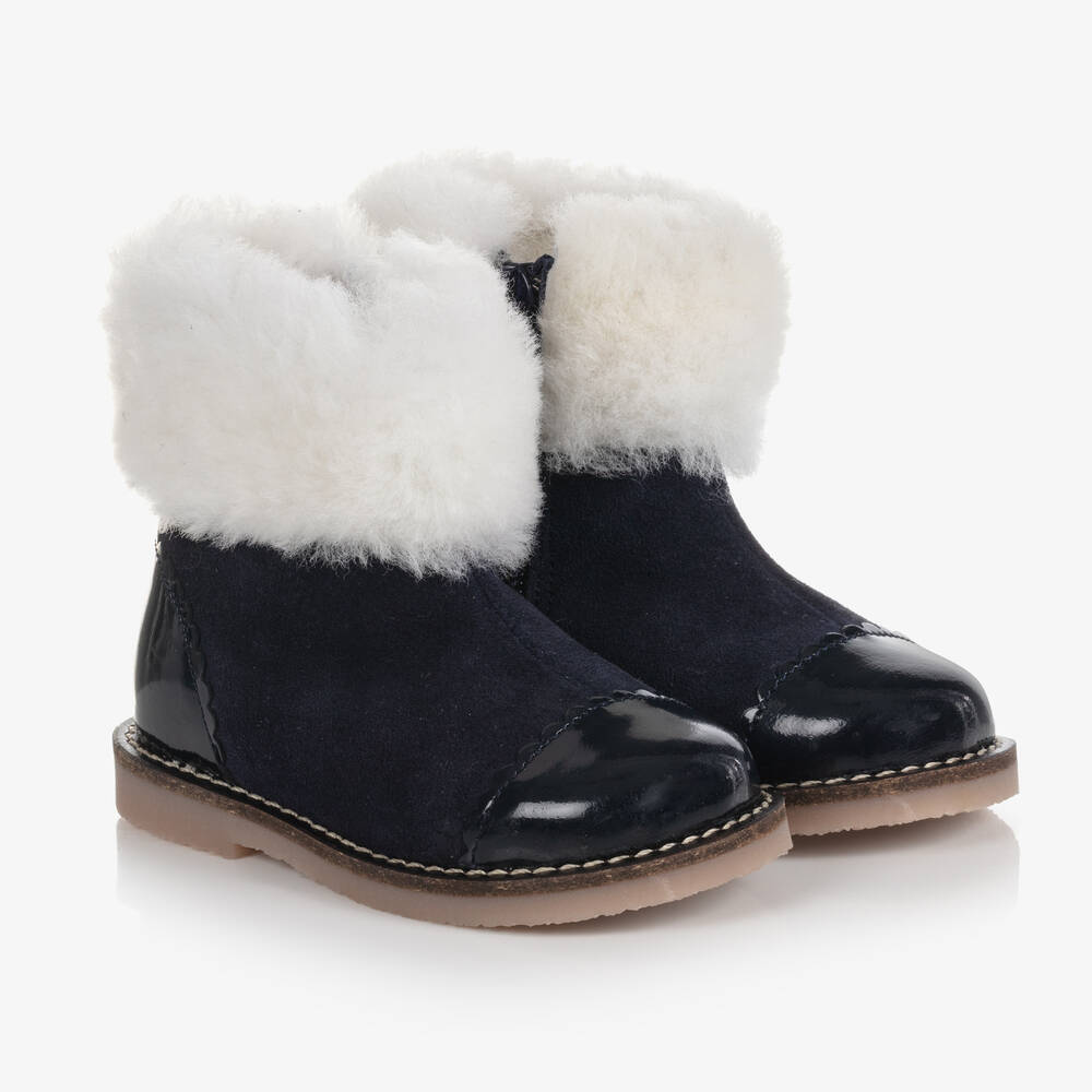 Jacadi Paris - Girls Blue Suede Ankle Boots  | Childrensalon