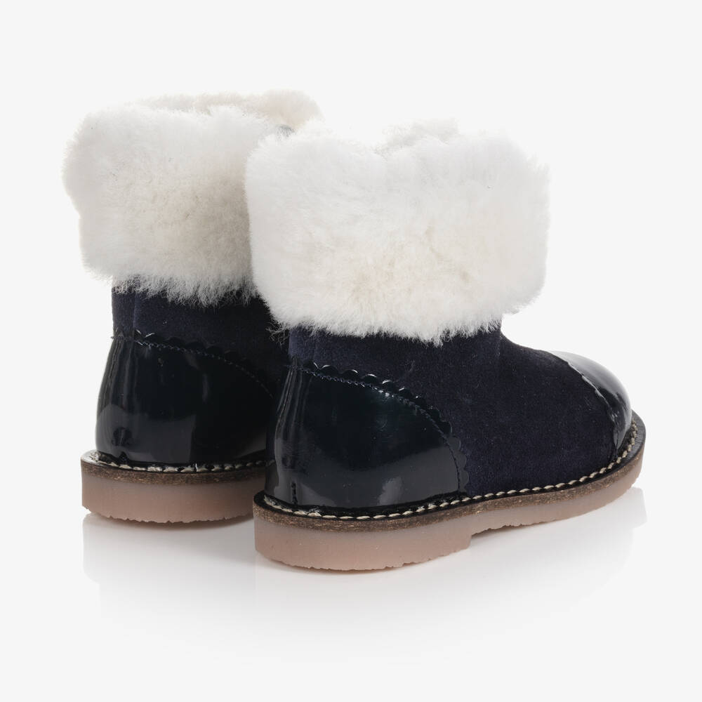 Jacadi Paris-Girls Blue Suede Ankle Boots  | Childrensalon Outlet