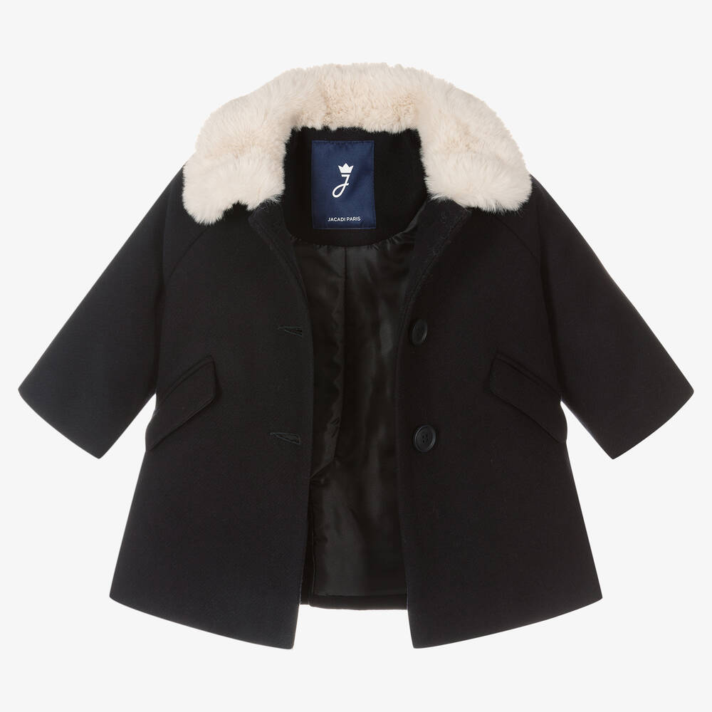 Jacadi Paris-Girls Blue Wool Coat | Childrensalon Outlet