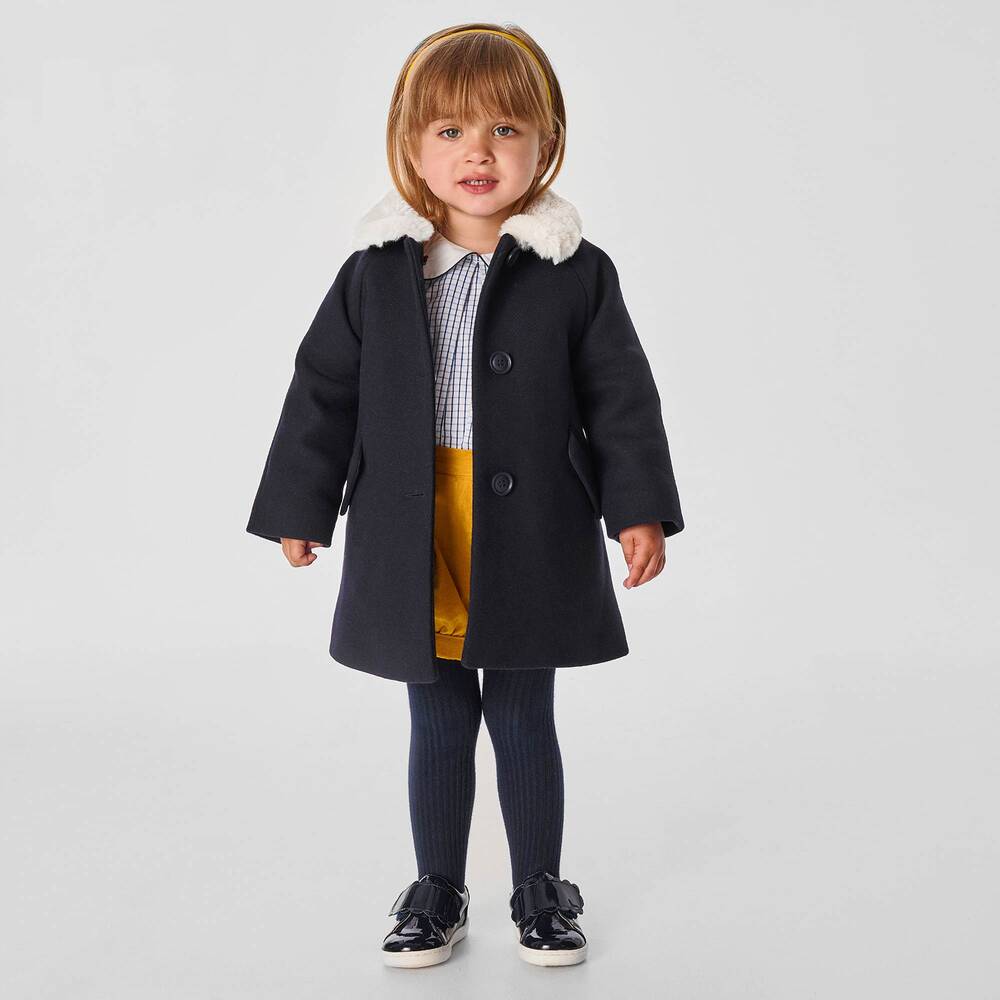 Jacadi Paris-Girls Blue Wool Coat | Childrensalon Outlet