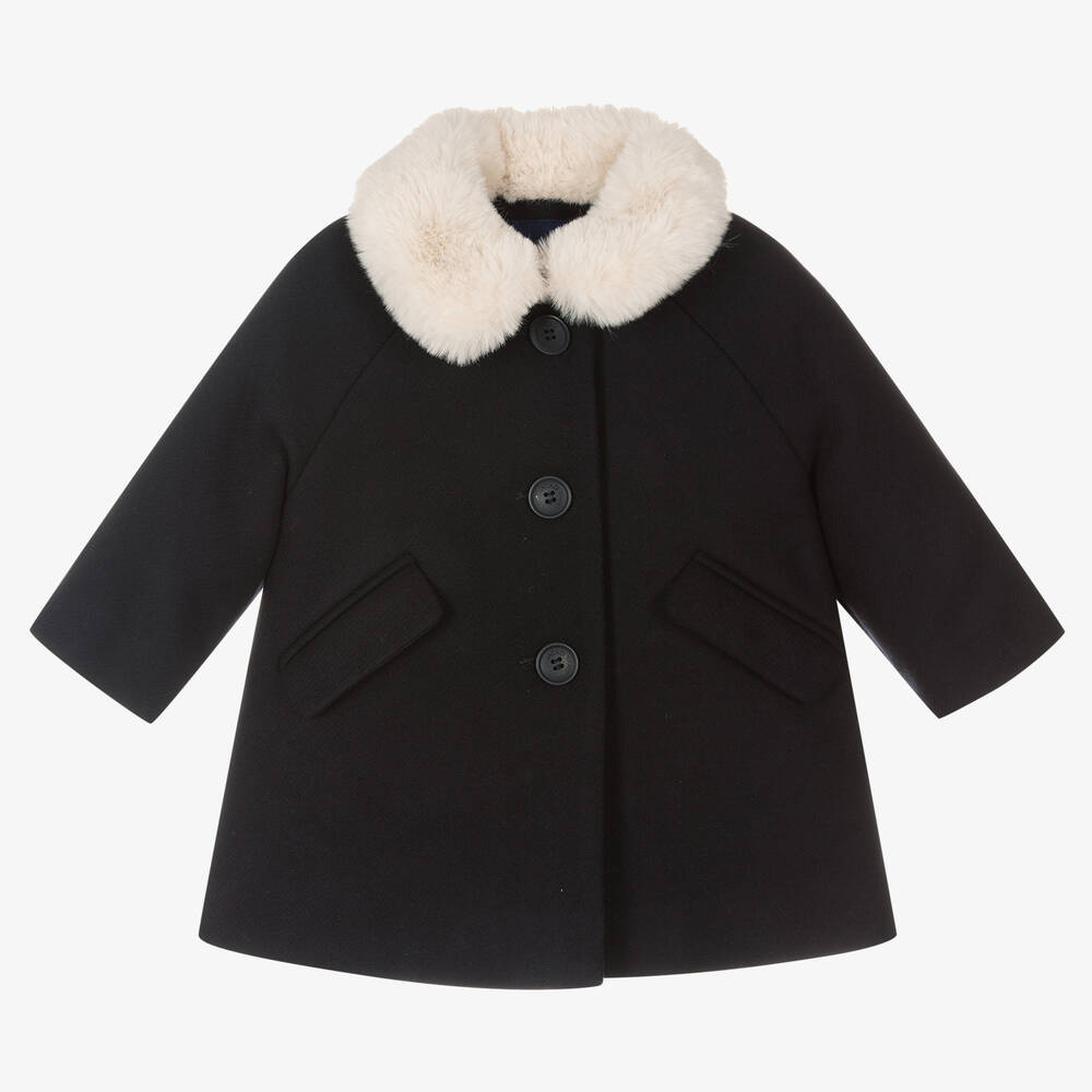 Jacadi Paris - Girls Blue Wool Coat | Childrensalon