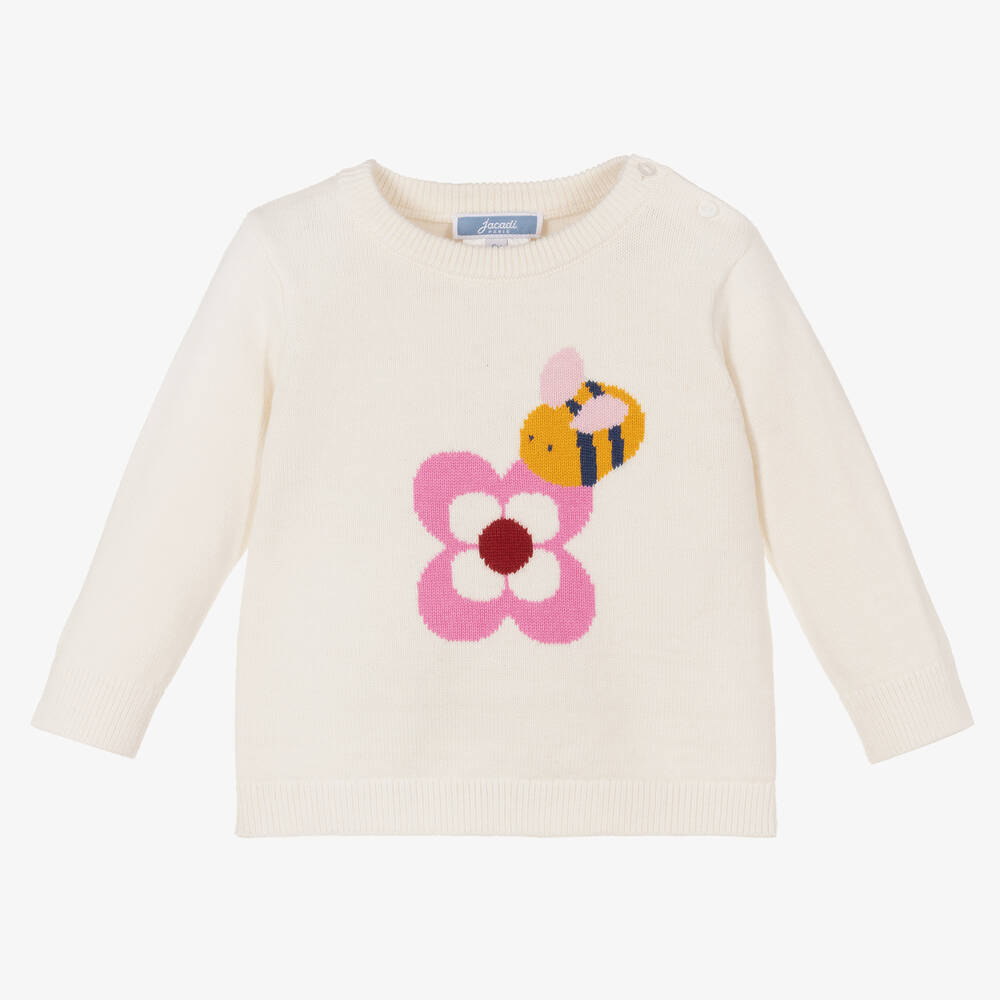 Jacadi Paris - Girls Ivory Cotton Sweater | Childrensalon