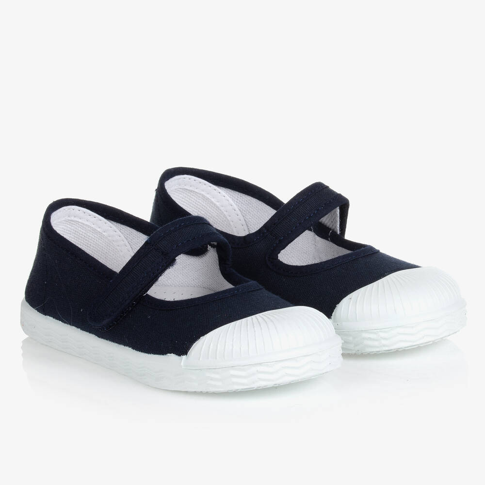 Jacadi Paris - Girls Navy Blue Canvas Shoes | Childrensalon