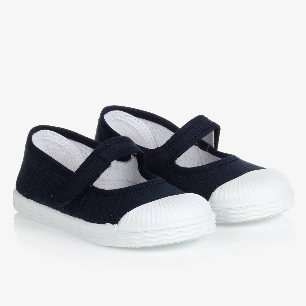 Jacadi Paris Girls Navy Blue Canvas Shoes Childrensalon Outlet