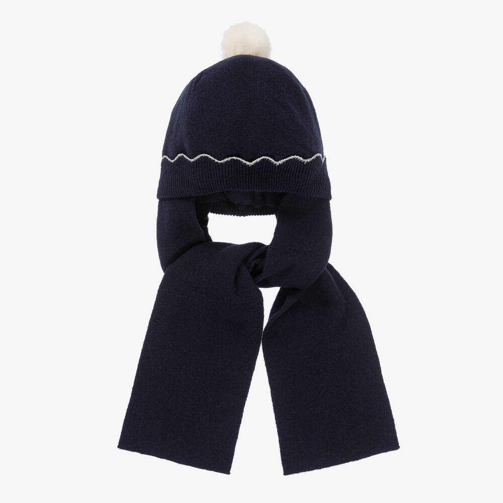 Jacadi Paris - Navyblaue Baumwoll- und Wollmütze | Childrensalon