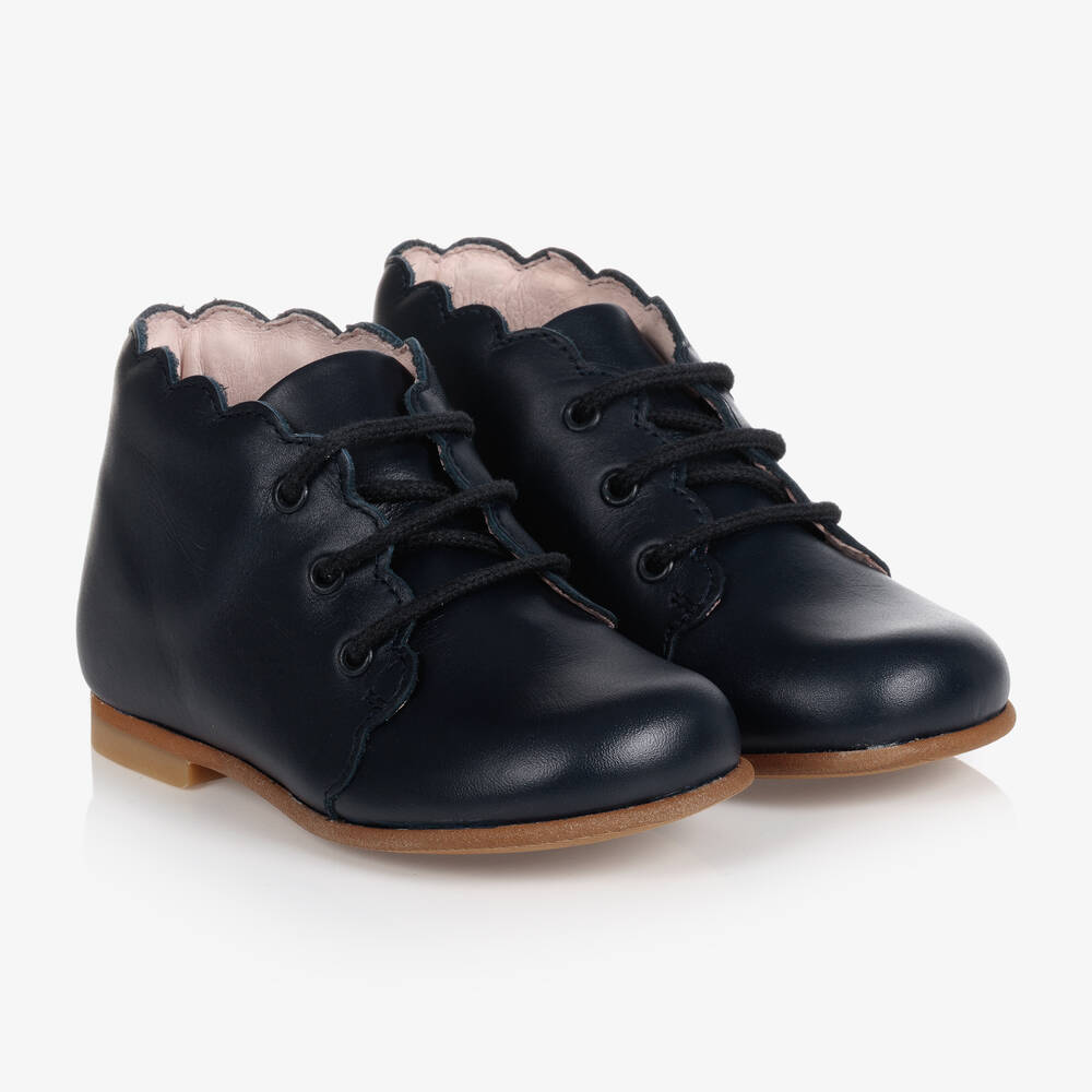 Jacadi Paris - Girls Navy Blue Leather Boots | Childrensalon