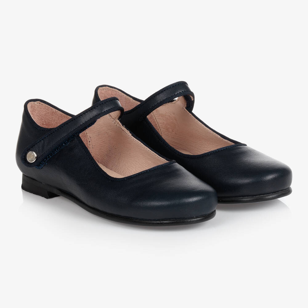 Jacadi Paris - Girls Navy Blue Leather Shoes | Childrensalon