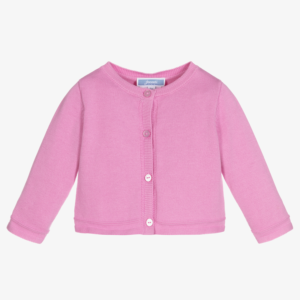 Jacadi Paris Girls Pink Cotton Cardigan Childrensalon Outlet