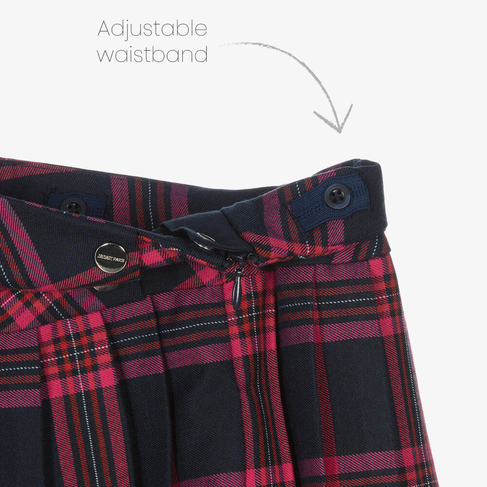 Jacadi Paris-Girls Pink Tartan Pleated Skirt | Childrensalon Outlet
