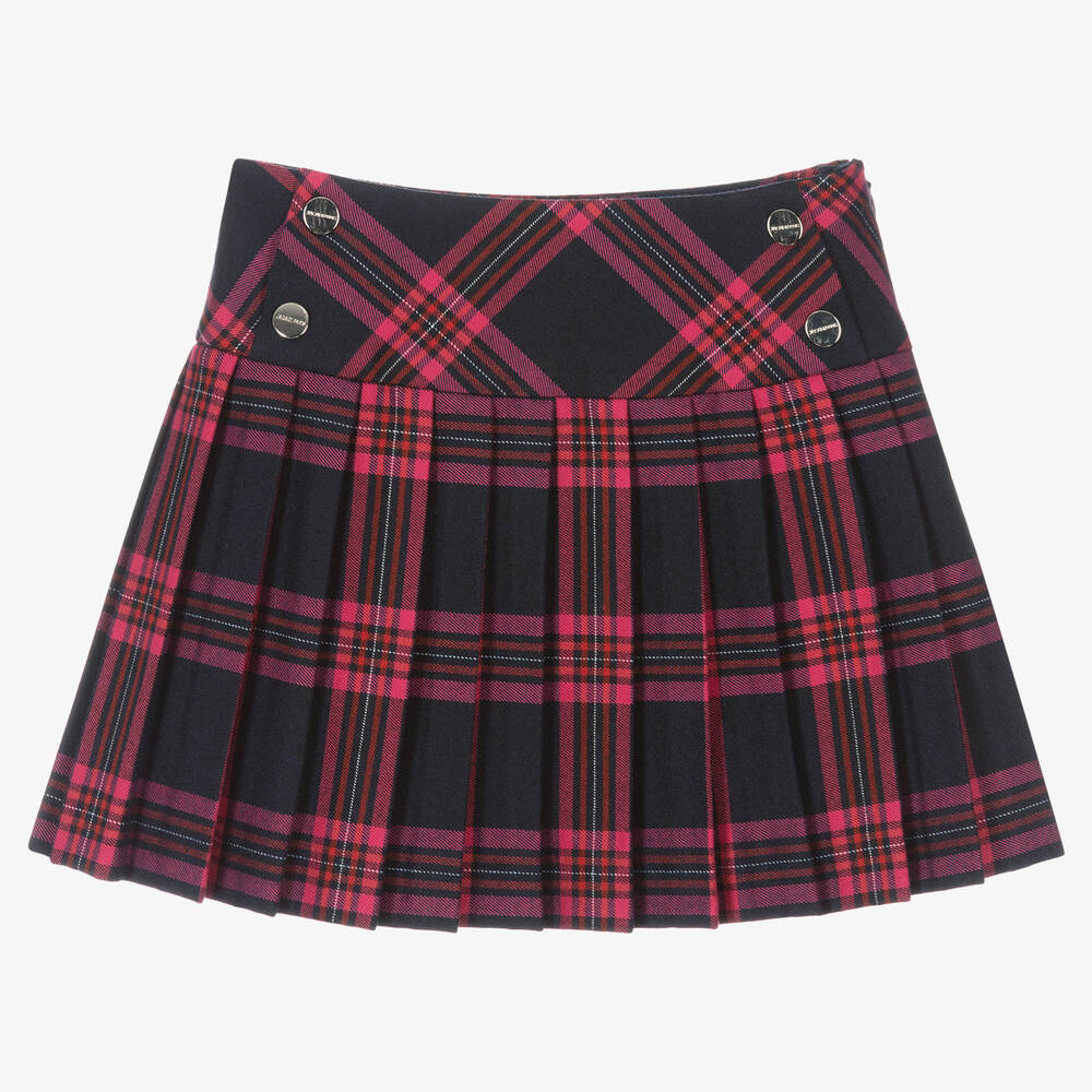 Jacadi Paris-Girls Pink Tartan Pleated Skirt | Childrensalon Outlet