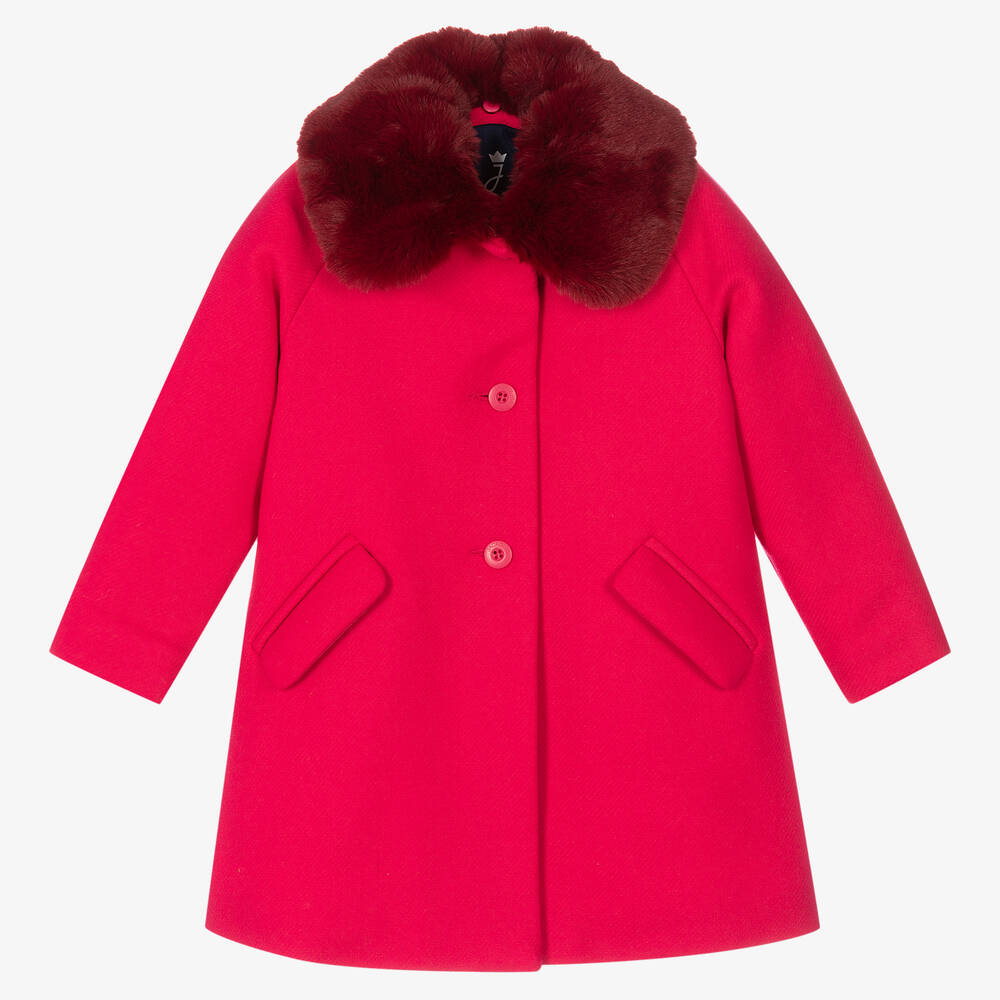 Jacadi Paris - Manteau rose en laine fille | Childrensalon