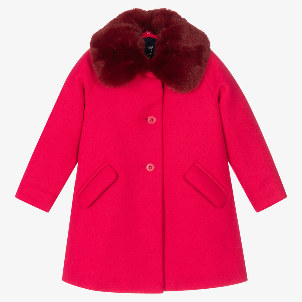 Jacadi Paris - Girls Pink Wool Coat | Childrensalon