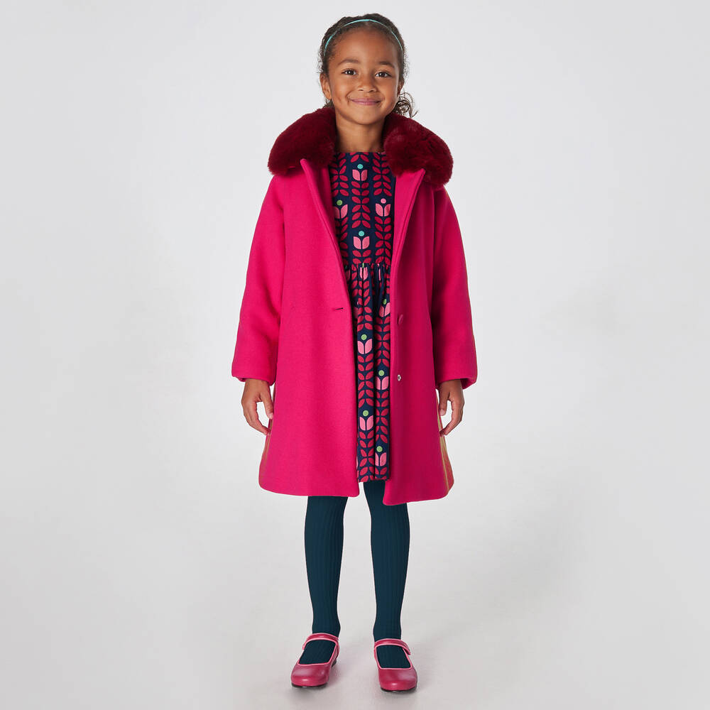 Jacadi Paris Girls Pink Wool Coat