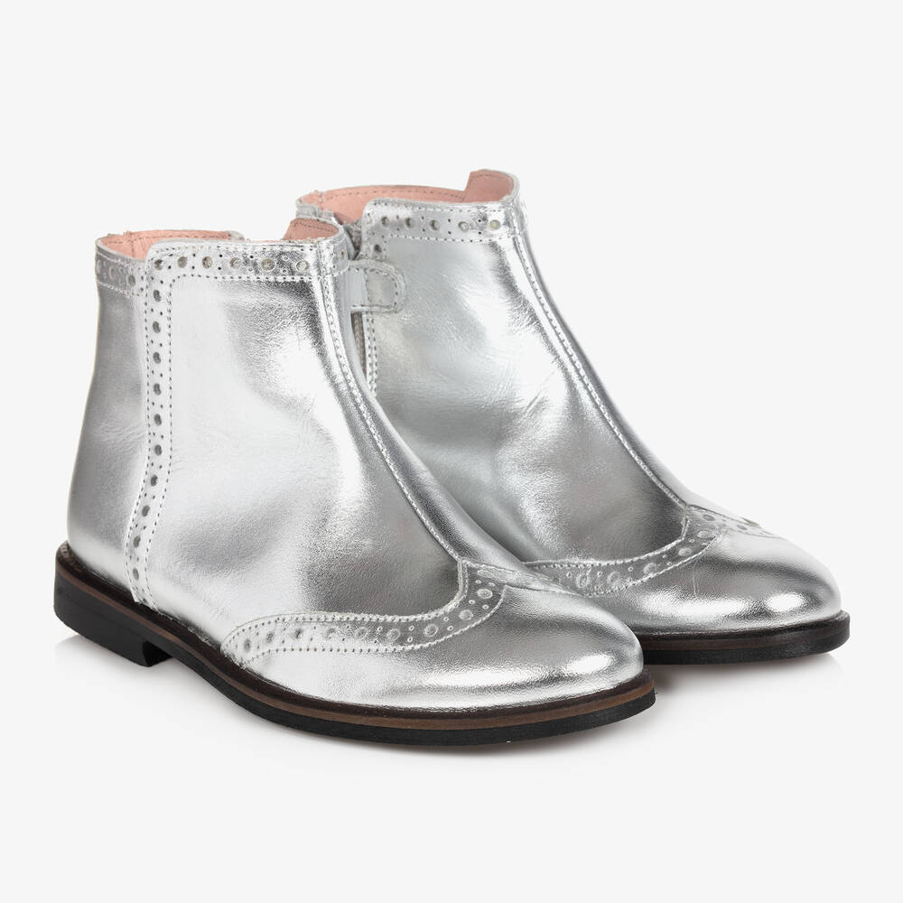 Jacadi Paris - Girls Silver Leather Boots | Childrensalon