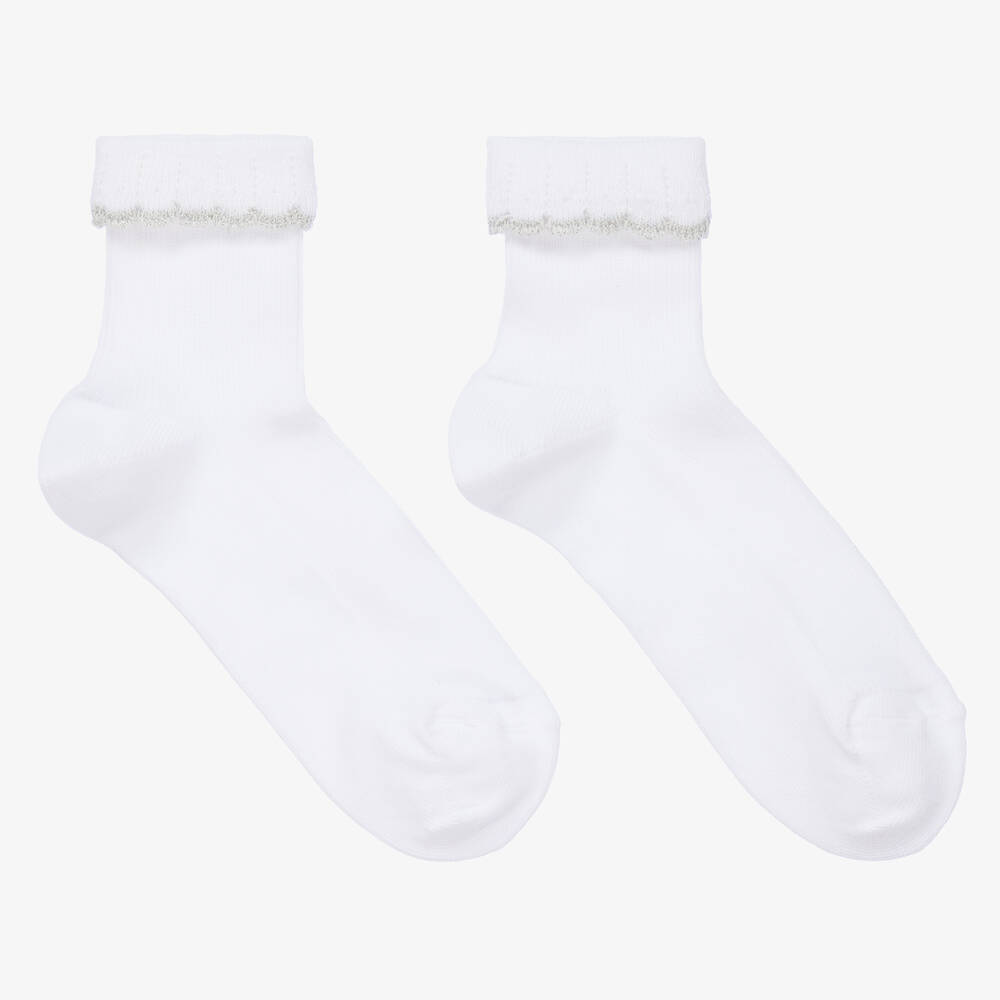 Jacadi Paris - Girls White Cotton Ankle Socks | Childrensalon