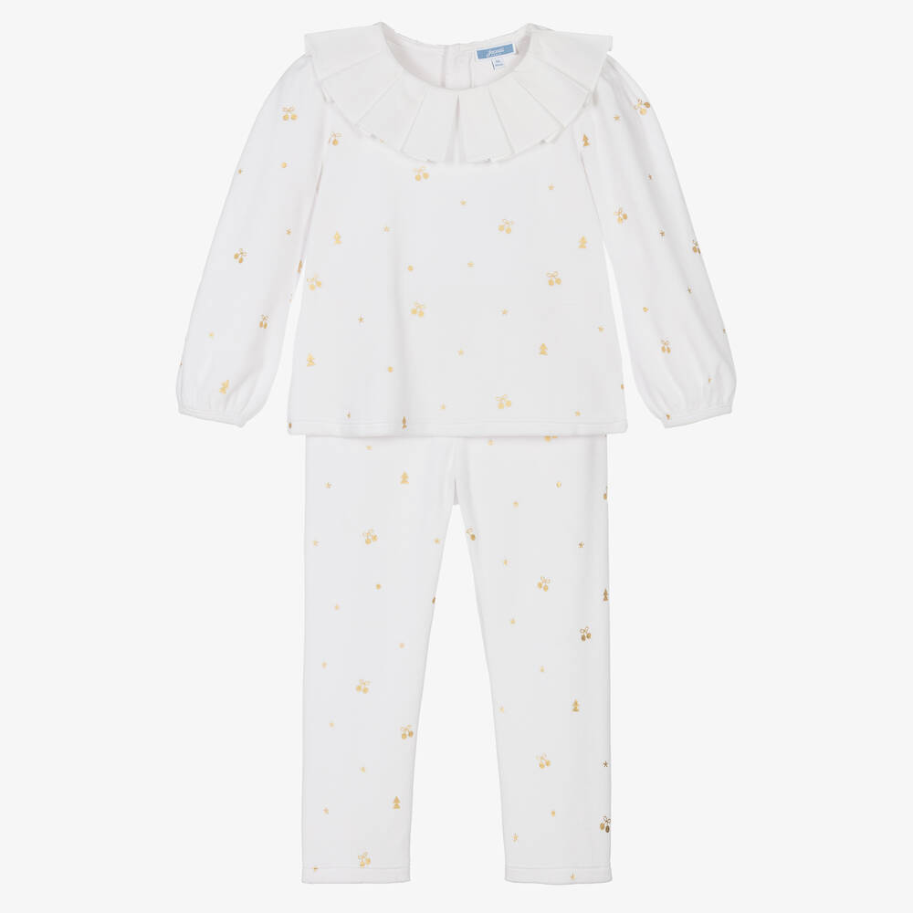 Pyjama blanc velours de coton fille