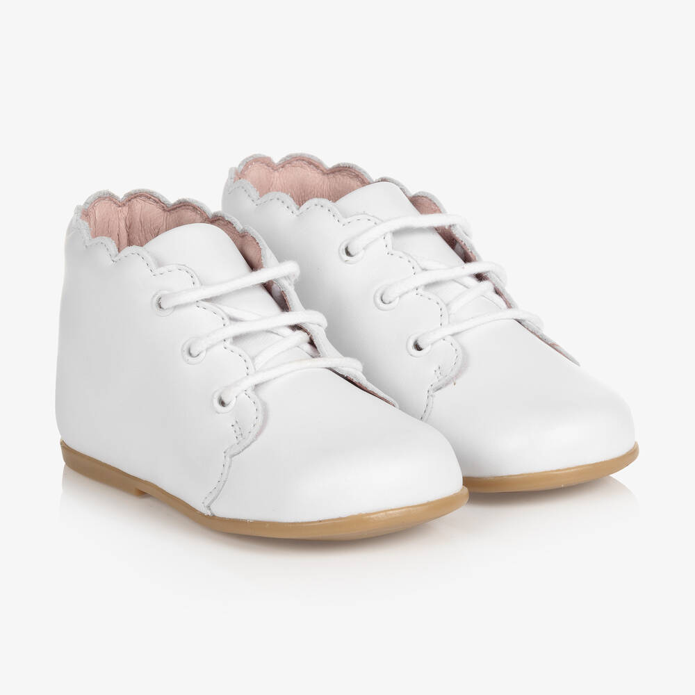Jacadi Paris - Girls White Leather Boots | Childrensalon
