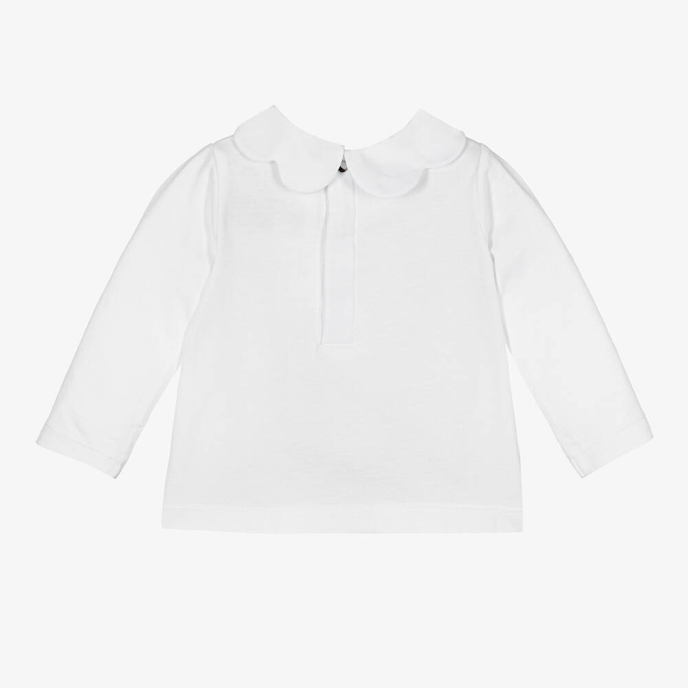 Jacadi Paris-Girls White Organic Cotton Top | Childrensalon Outlet