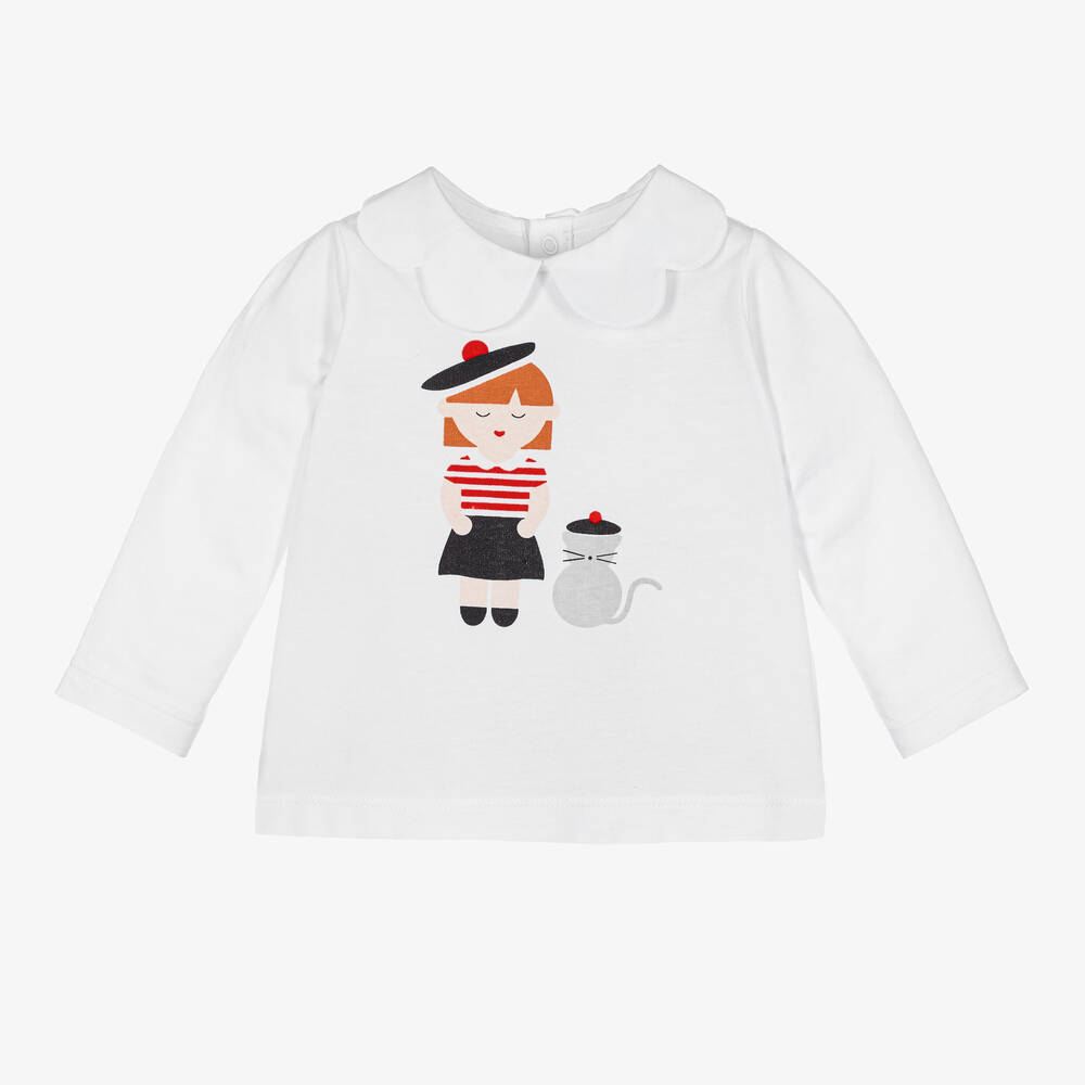 Jacadi Paris - Girls White Organic Cotton Top | Childrensalon