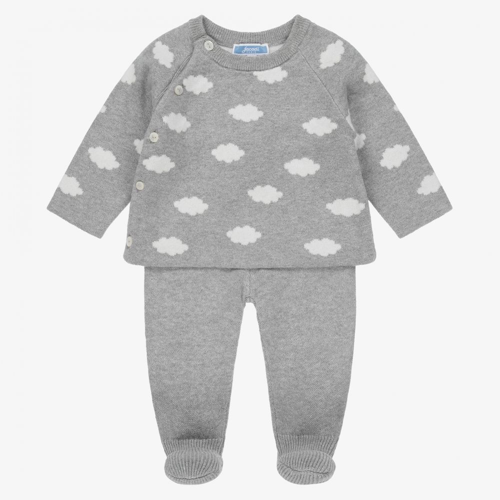 Jacadi Paris - Grey 2 Piece Knitted Babygrow | Childrensalon
