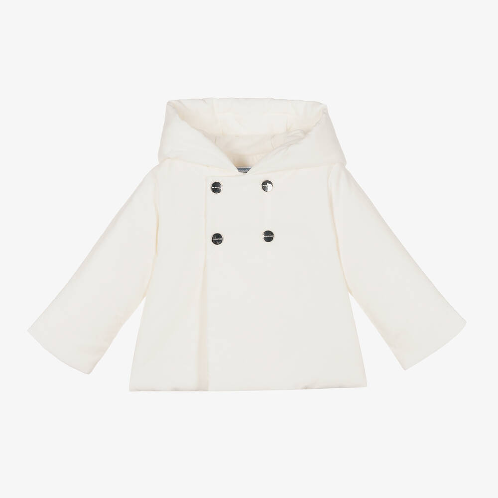 Jacadi Paris - Кремовое прогулочное пальто из хлопка с капюшоном | Childrensalon
