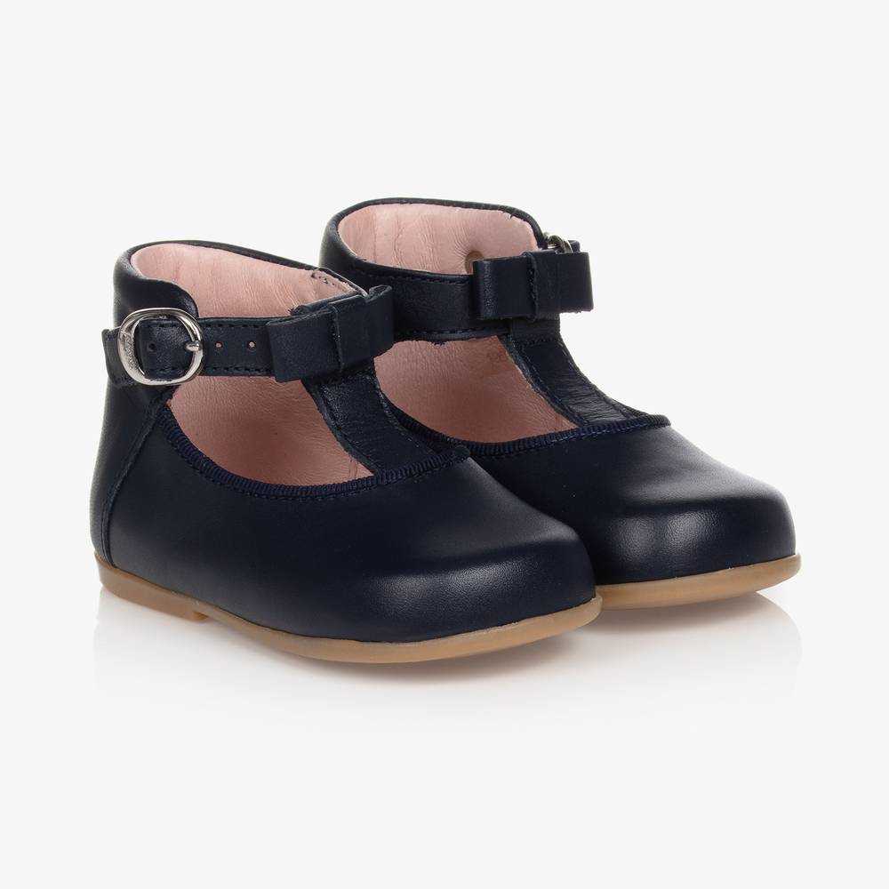 Jacadi Paris - حذاء جلد لون كحلي لبدء المشي للمولودات | Childrensalon