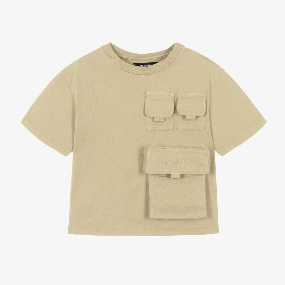 JACQUEMUS-تيشيرت قطن جيرسي لون بيج | Childrensalon Outlet