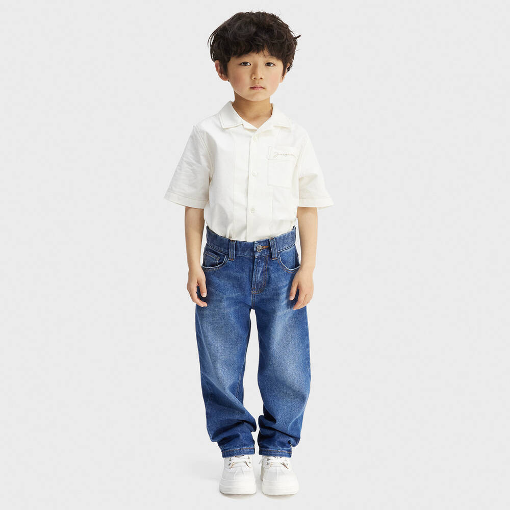 JACQUEMUS-Blue Relaxed Straight Denim Jeans | Childrensalon Outlet
