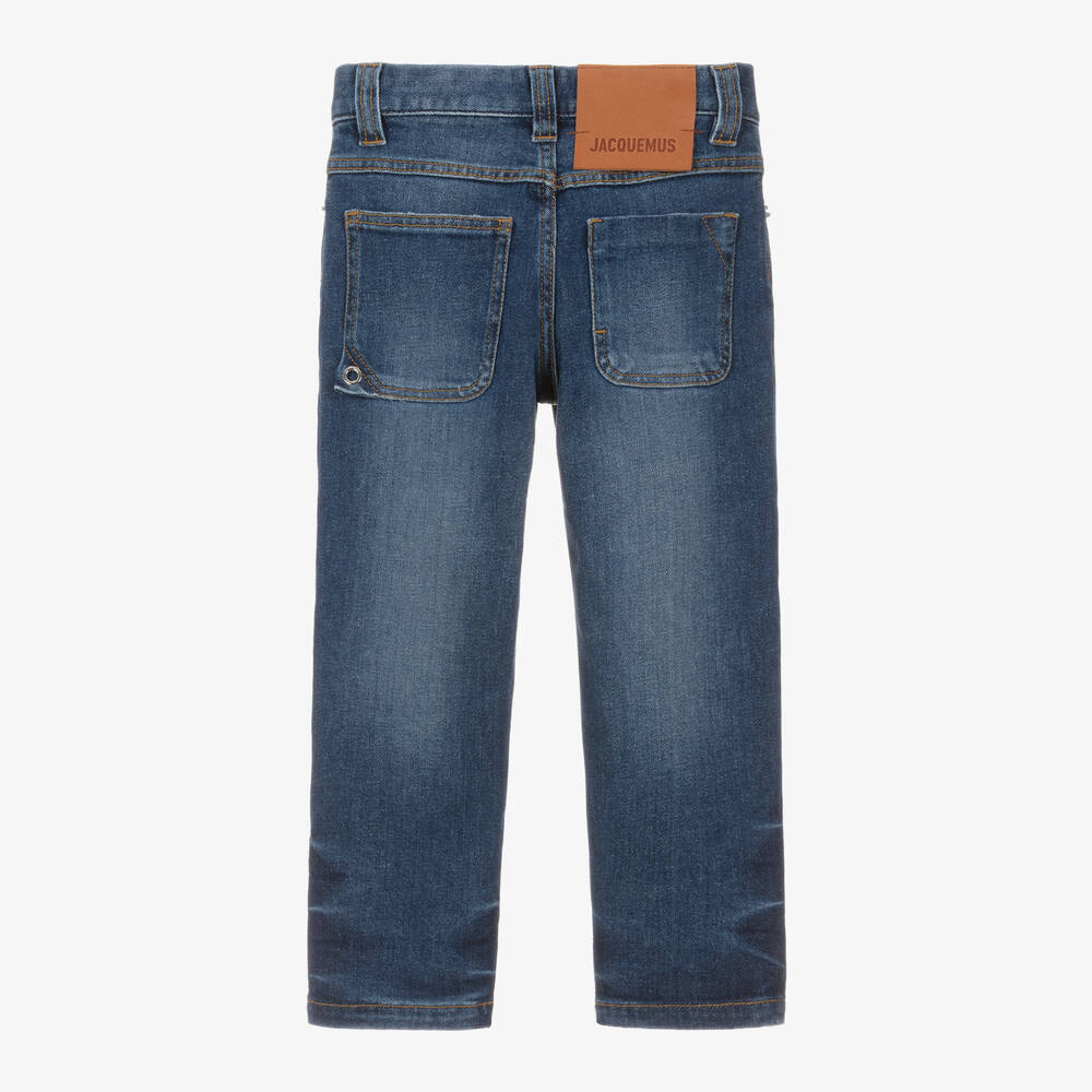 JACQUEMUS-Blue Relaxed Straight Denim Jeans | Childrensalon Outlet