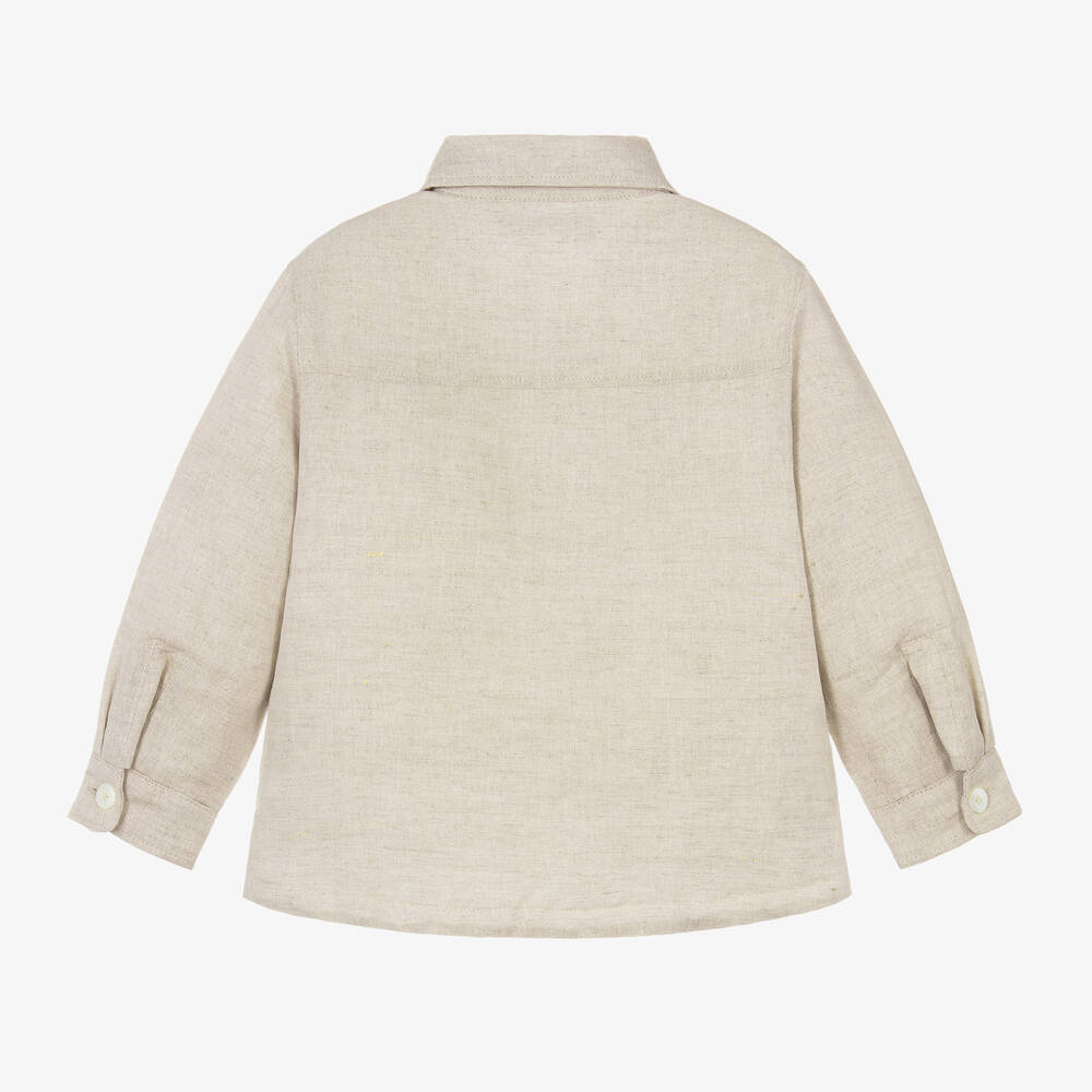 JACQUEMUS-Boys Beige Padded Linen Overshirt | Childrensalon Outlet