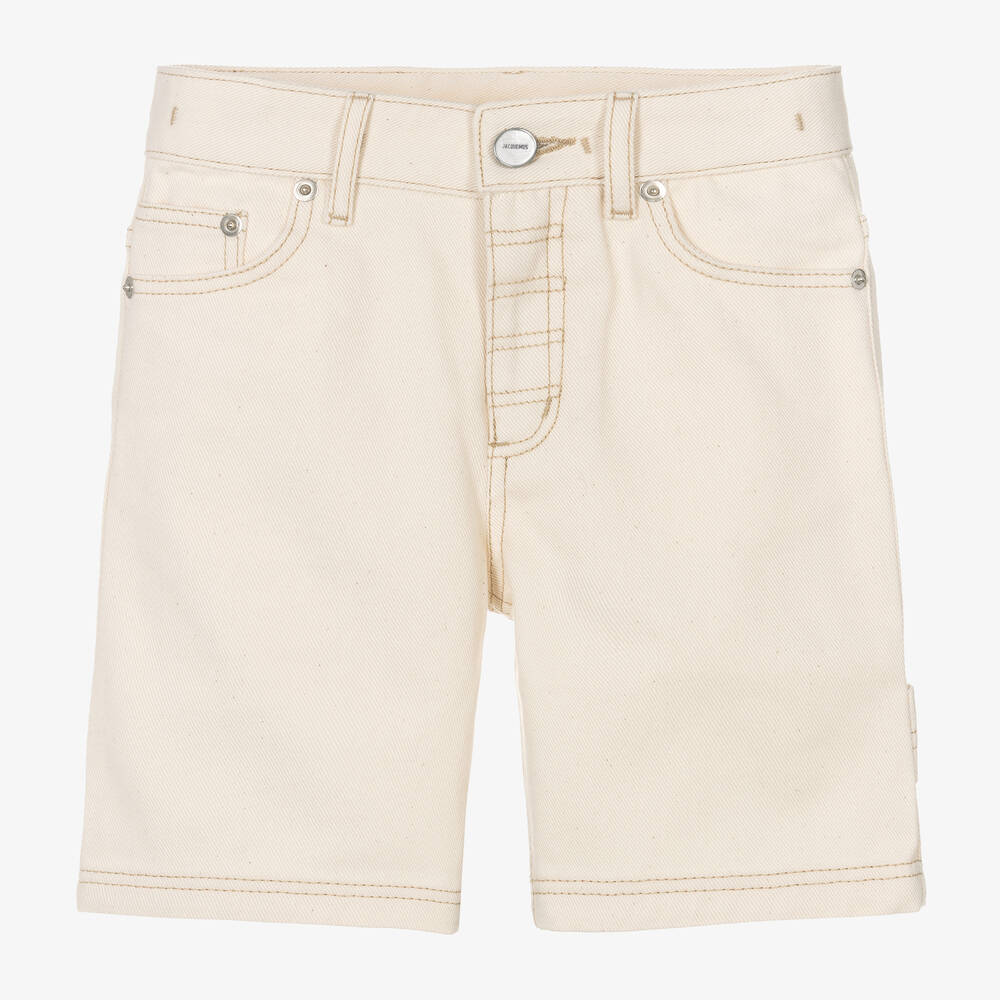 JACQUEMUS-Кремовые джинсовые шорты из хлопка для мальчиков | Childrensalon Outlet