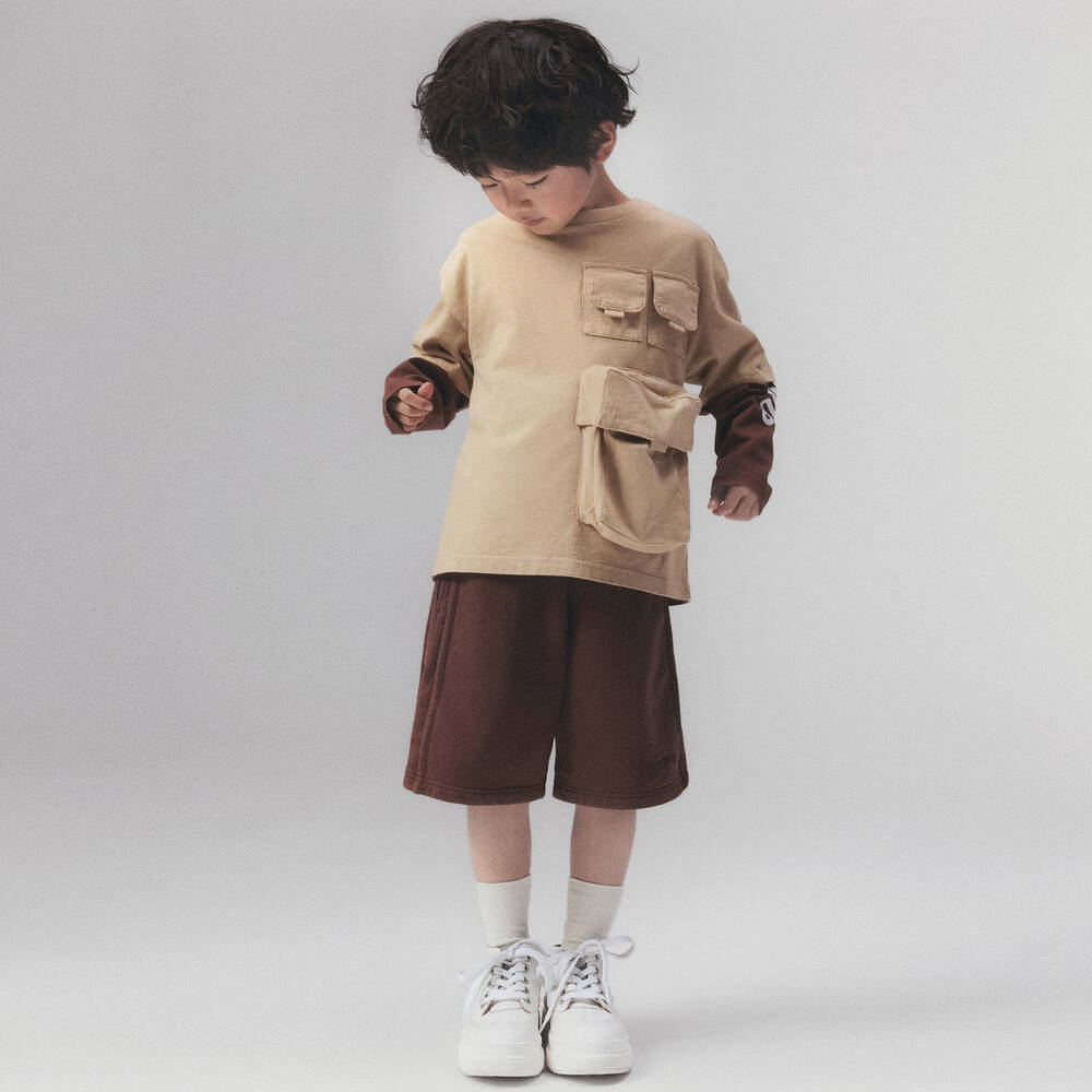 JACQUEMUS-Коричневые шорты из хлопкового трикотажа | Childrensalon Outlet