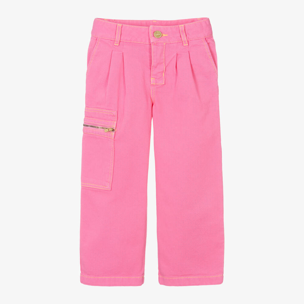 JACQUEMUS-بنطلون قصَّة مستقيمة قطن دنيم لون زهري للبنات | Childrensalon Outlet